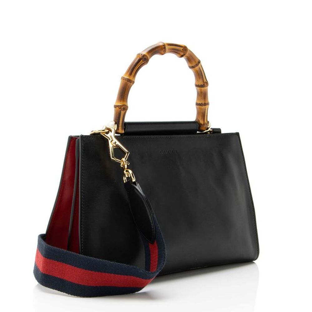 Gucci Leather Bamboo Nymphaea Medium Top Handle - Picture 2 of 16